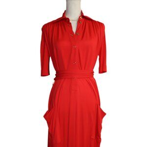Pre-Owned Red Burberry Long Dress